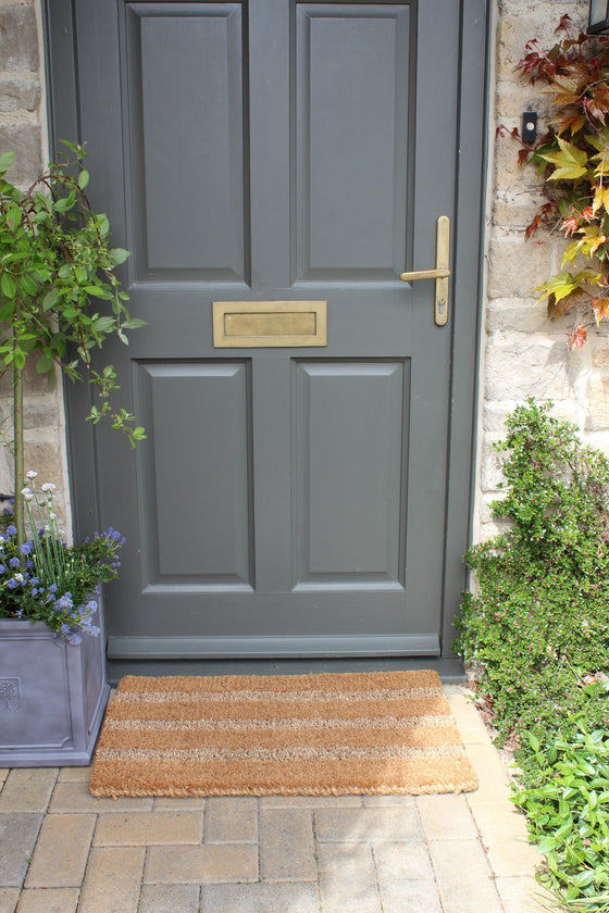 Seagrass and coir 'Tetbury' striped doormat