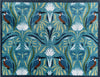 Recycled Kingfisher doormat by Atlantic Mats featuring blue and orange birds in a floral pattern.