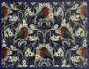 Recycled Winter Robin doormat by Atlantic Mats with a navy and grey botanical bird pattern.