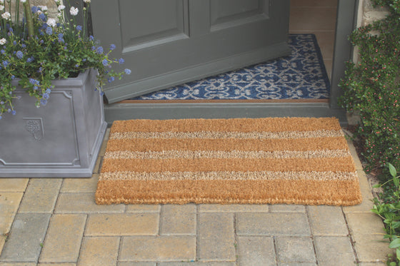 Seagrass and coir 'Tetbury' striped doormat - Atlantic Mats