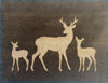 Washable brown doormat featuring a deer family silhouette design.