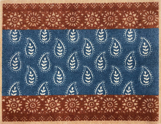 Woodblock Paisley Curious Collection Ocean Mat - Atlantic Mats