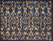 Load image into Gallery viewer, Blue &amp; Gold Ikat Ocean Mat recycled doormat Atlantic Mats
