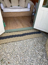 Extra large Atlantic Mats rope doormat in beige and navy blue at a home entrance