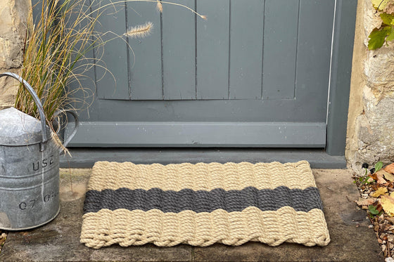 Grey Stripe Rope Outdoor Doormat - Atlantic Mats