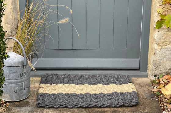 Natural Stripe Grey Outdoor Rope Doormat - Atlantic Mats